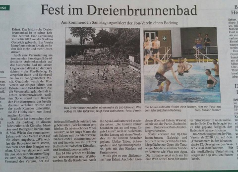 Presse: Fest im Dreienbrunnenbad<span> • TA / 22.7.2015</span>