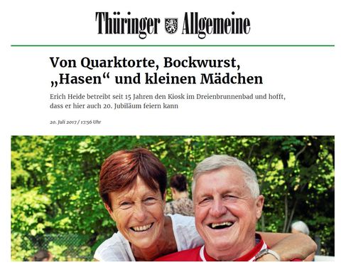 Presse: Von Quarktorte, Bockwurst, „Hasen“ und kleinen Mädchen<span> • TA, 20.7.2017; Text: Michael Keller; Foto: Michael Keller</span>