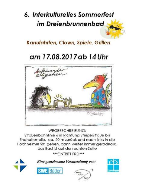 6. Interkulturelles Sommerfest im Dreienbrunnenbad<span> • Büro für ausländische Mitbürgerinnen und Mitbürger‎ via Facebook</span>