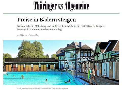 Presse: Preise in Bädern steigen – Erfurt _ Thüringer Allgemeine.jpg<span> • Quelle: TA: 29.03.2019; Text: Casjen Carl Foto: Marco Schmidt</span>